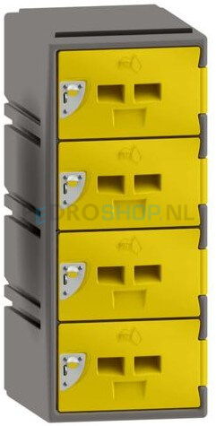 Lage kunststof locker FSP, 1-koloms, 4-deurs, 88*38*45 cm, geel