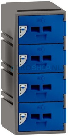 Lage kunststof locker FSP, 1-koloms, 4-deurs, 88*38*45 cm, blauw