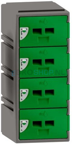 Lage kunststof locker FSP, 1-koloms, 4-deurs, 88*38*45 cm, groen