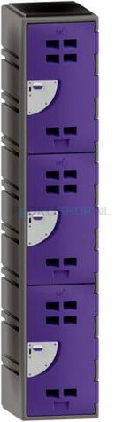 Polyethyleen locker FSP 1-koloms, 3-deurs, 193*38*58 cm, paars