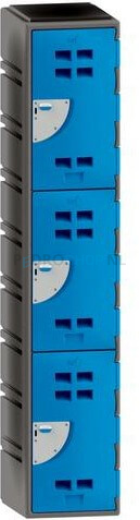 Polyethyleen locker FSP 1-koloms, 3-deurs, 193*38*58 cm, lichtblauw