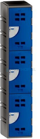 Polyethyleen locker FSP 1-koloms, 3-deurs, 193*38*58 cm, blauw