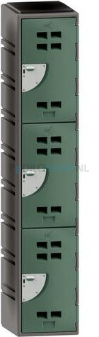 Polyethyleen locker FSP 1-koloms, 3-deurs, 193*38*58 cm, mistgroen