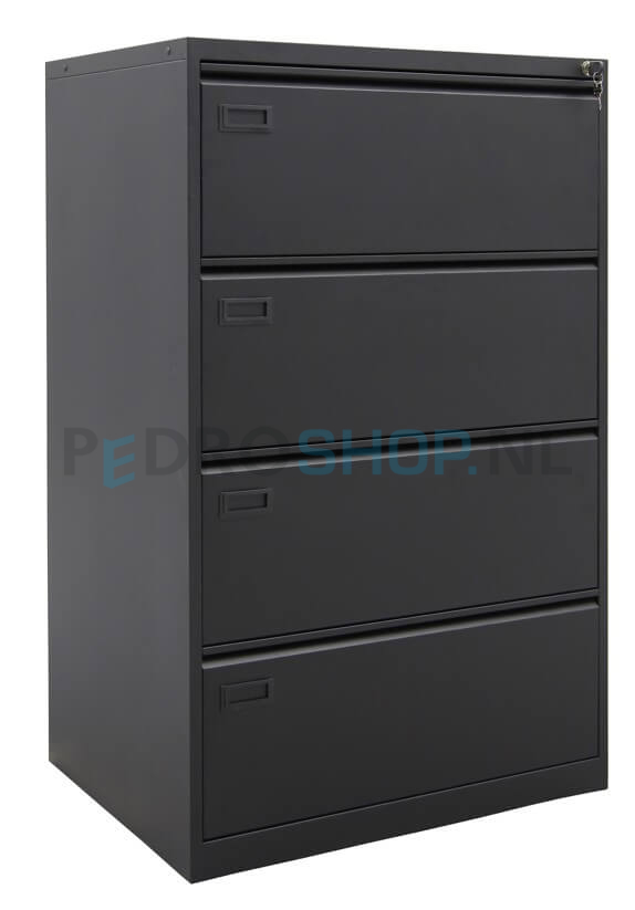 Dubbele hangmappenkast PDC-B130 met 4 laden, zwart