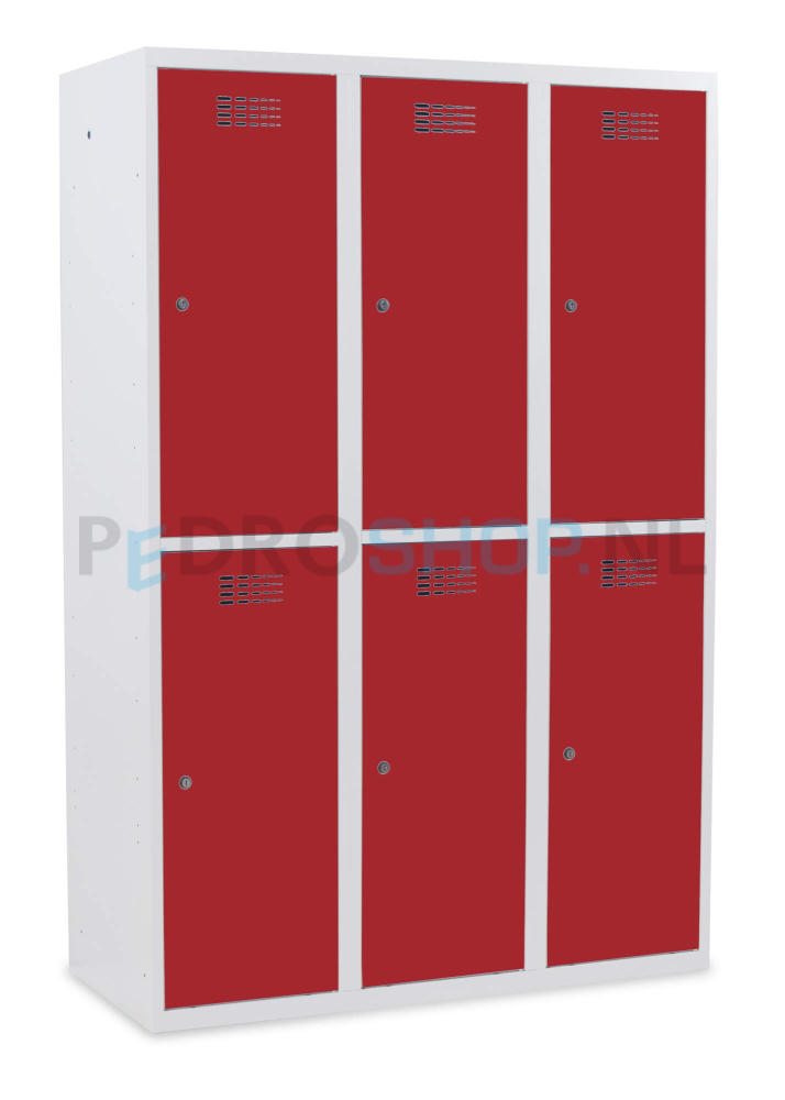 SQ Classic garderobekast, rood, 3-koloms, 6-deurs, 180*120*50 cm