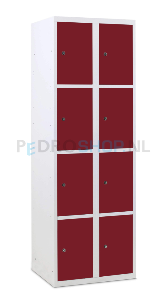 SQ Classic lockerkast, rood, 2-koloms, 8-deurs, h180*b60*d50 cm