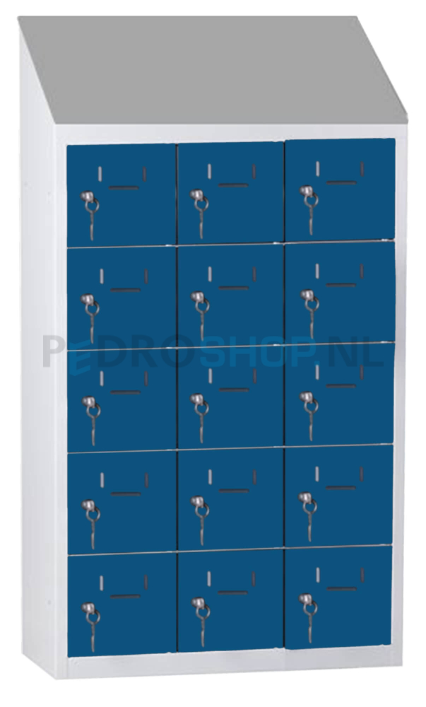 Kantine mini lockerkast SQ Classic, 15-deurs, blauw