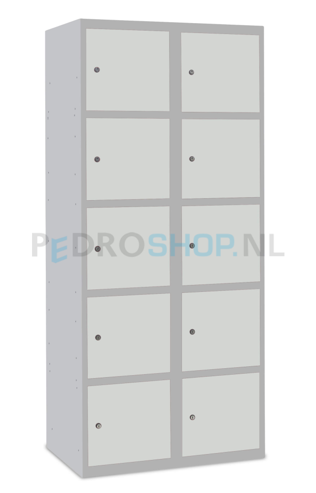 SQ Classic lockerkast, 2-koloms, 10-deurs, lichtgrijs, h180*b80*d50 cm