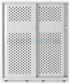 Schuifdeurkast Bisley Glide II, h116,1*b100*d47 cm, perfo, wit