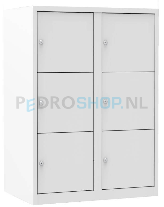 Halfhoge lockerkast PDC, 2-koloms, 6-deurs, 60 cm breed, wit