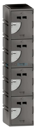 Polyethyleen locker FSP, 1-koloms, 4-deurs, 38 cm breed, grijs