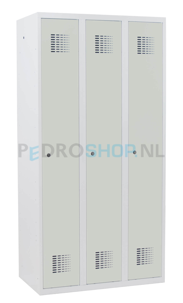 Schoon/vuil garderobekast SQ Classic, lichtgrijs, 3-koloms, 3-deurs, 180*90*50 cm