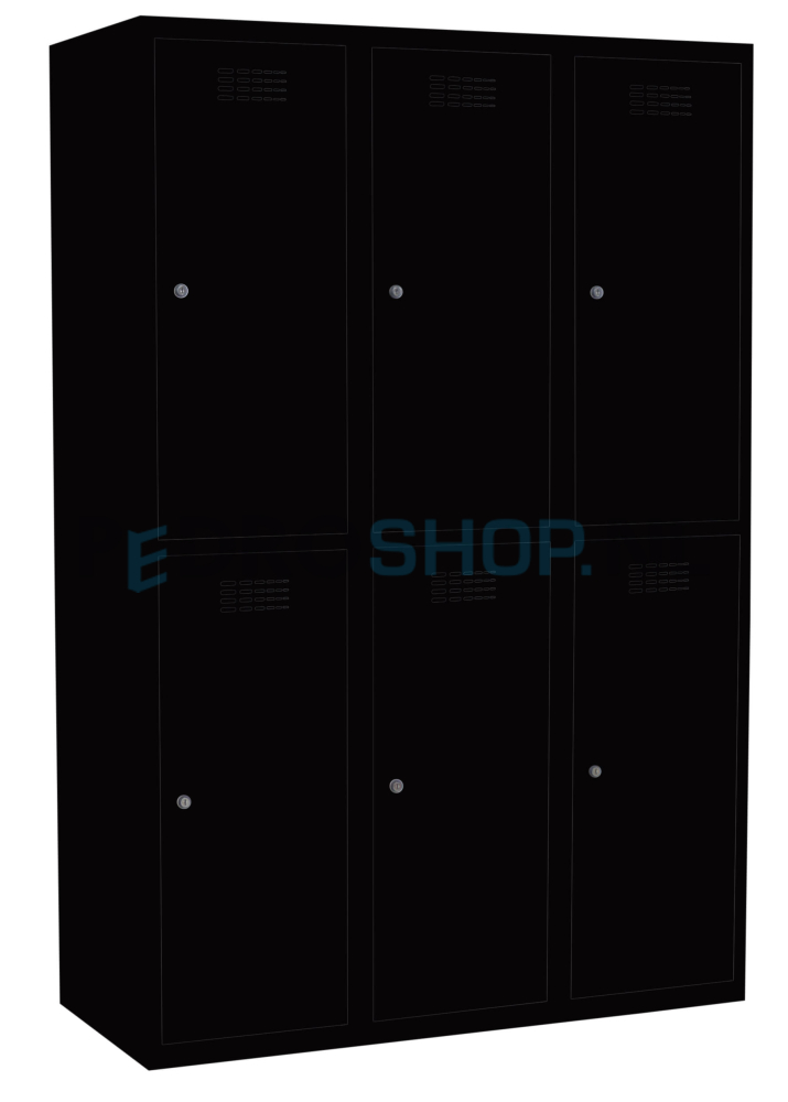 SQ Classic garderobekast, zwart, 3-koloms, 6-deurs, 180*120*50 cm