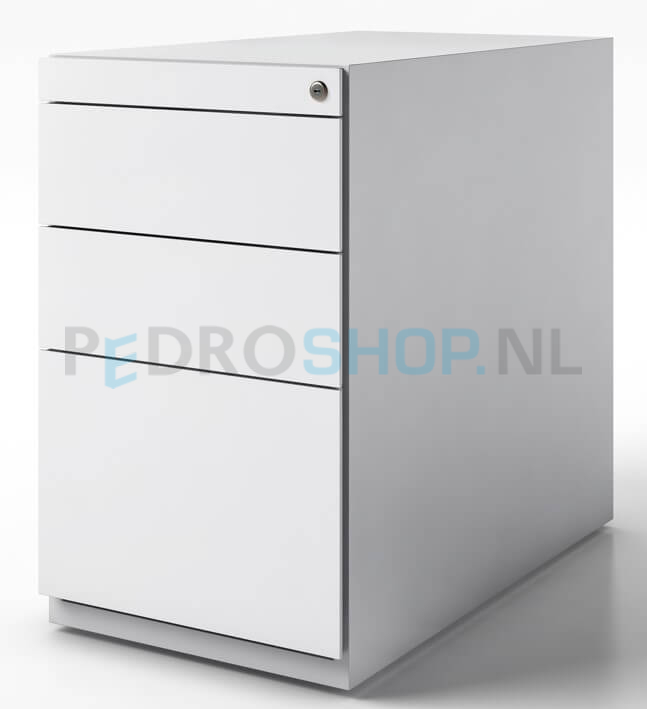Stand ladenblok Bisley Basic met 3 laden, 69,8 cm hoog, 77,5 cm diep, lichtgrijs
