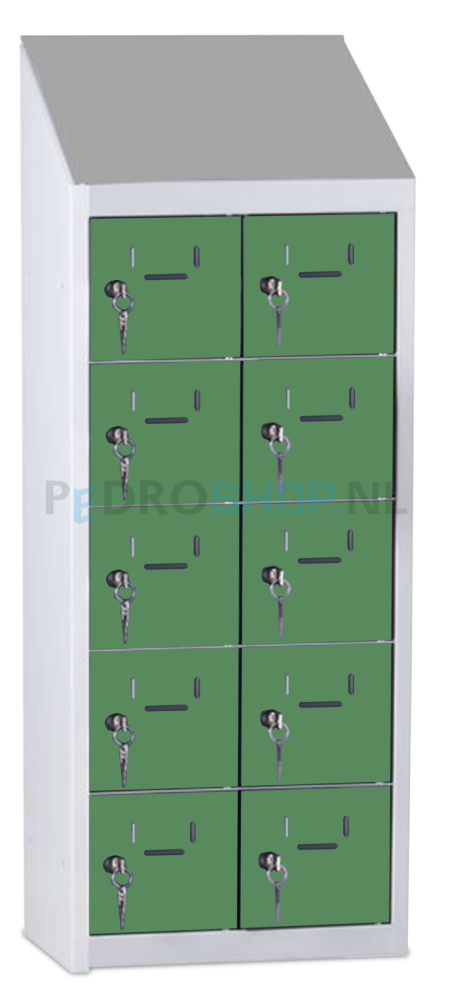 Kantine mini lockerkast SQ Classic, 10-deurs, groen