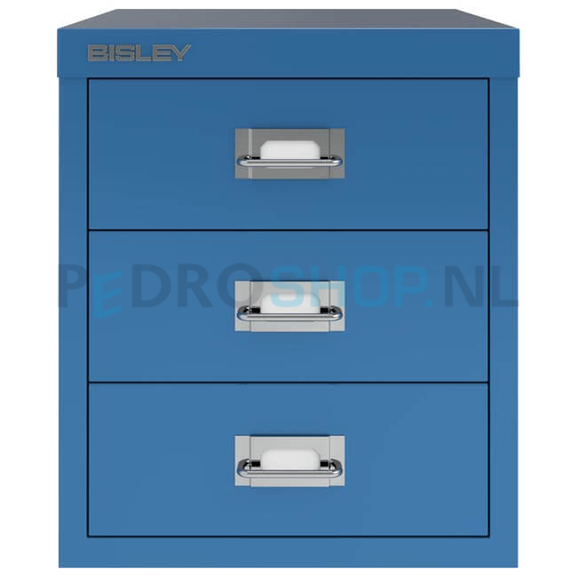 Meerladenkast Bisley-3, A4 formaat, 3 laden, azuurblauw