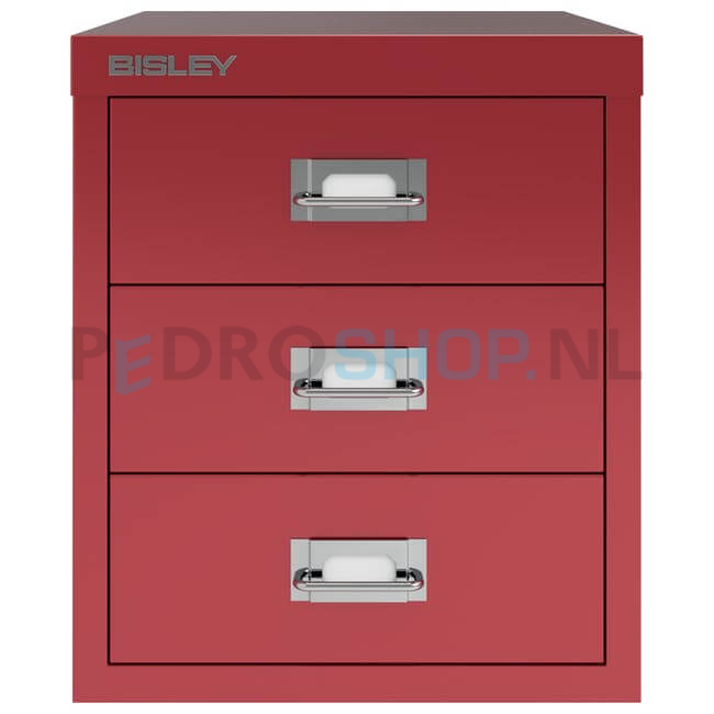 Meerladenkast Bisley-3, A4 formaat, 3 laden, rood