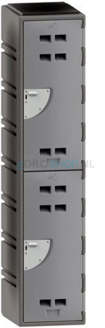 Kunststof garderobekast FSP, 1-koloms, 2-deurs, 172*38*45 cm, lichtgrijs