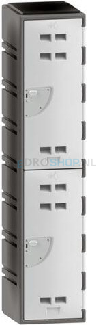 Kunststof garderobekast FSP, 1-koloms, 2-deurs, 172*38*45 cm, wit